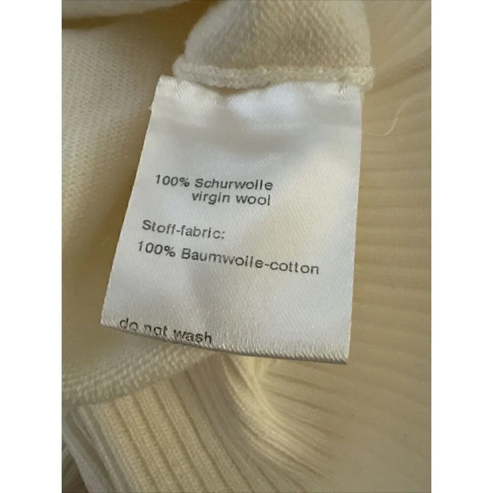 Akris Punto White Eyelet Puff Sleeves Virgin Wool Sweater Sz 2